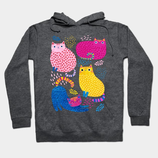 Colourful Kitties Hoodie by Planet Cat Studio